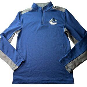FANATICS Hockey 1/4 Zip Pullover Blue Gray Men's Medium Vancouver Canucks